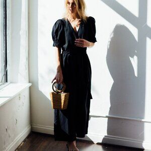 Apiece Apart Chabrol Jumpsuite Black Size 0 Tencel Linen